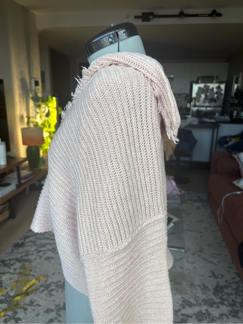 Free People Blush Ribbed V-Neck Sweater
